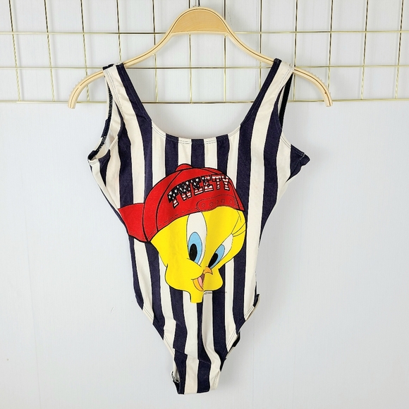 Looney Tunes Warner Bros. Other - NWT Looney Tunes Warner Bros. Tweety Striped 1996 Vintage One-Piece Swim…